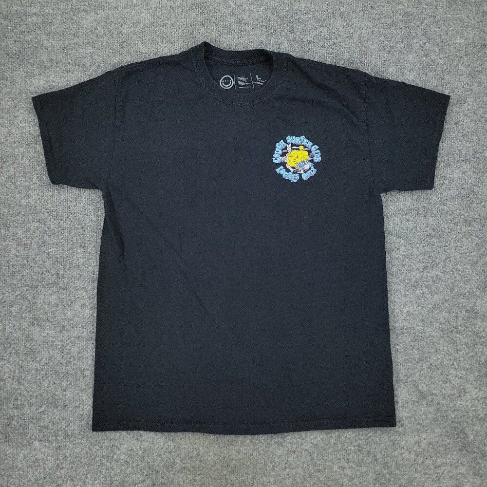 NEFF Shirt Men's Large Black Couch Surfer Club Graphic Crew Neck Short Sleeve